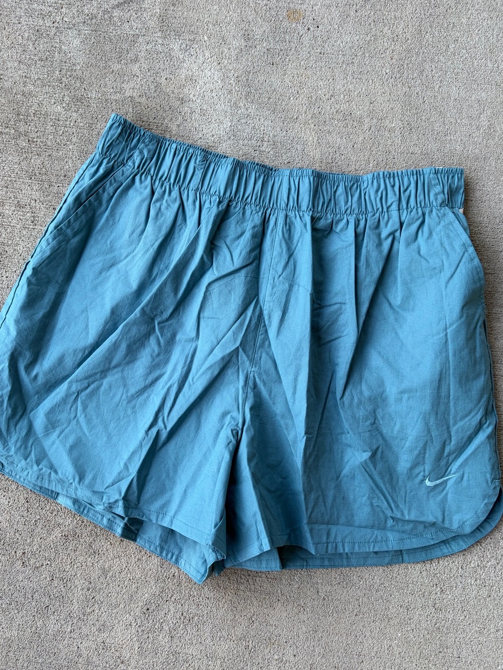 Nike athletic shorts high waisted teal blue bottoms nwt LG